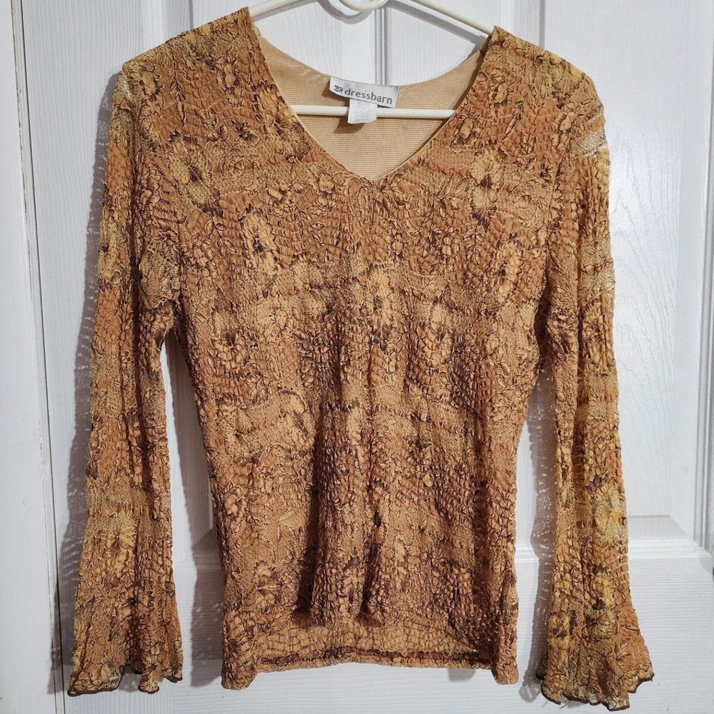 Vintage Brown Floral Crinkle Top